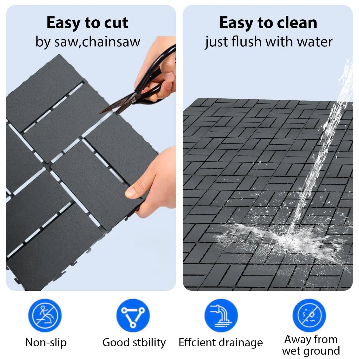 HKXSHS Plastic Interlocking Deck Tiles For Gardens