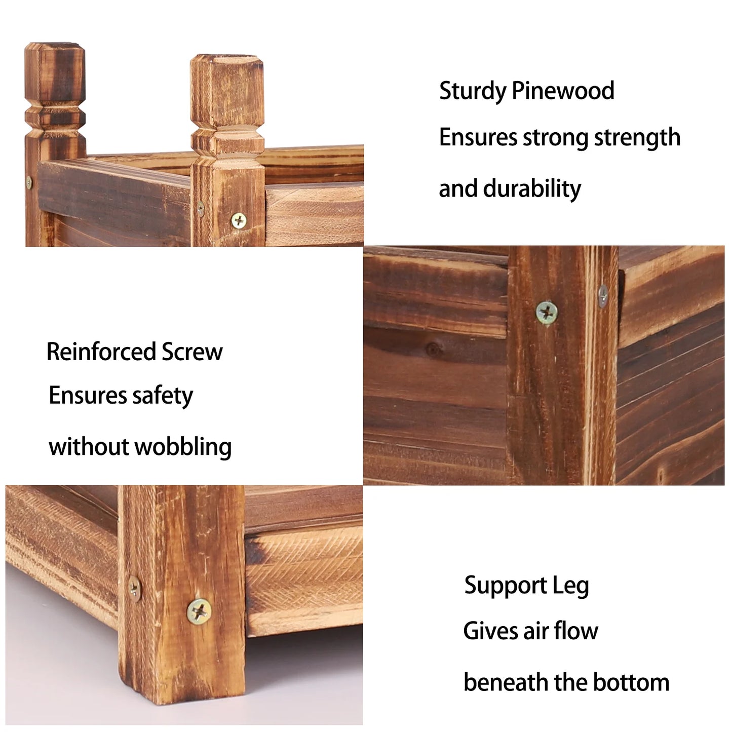 Wooden Raised Flower Bed Planter For Indoor Outdoor Use