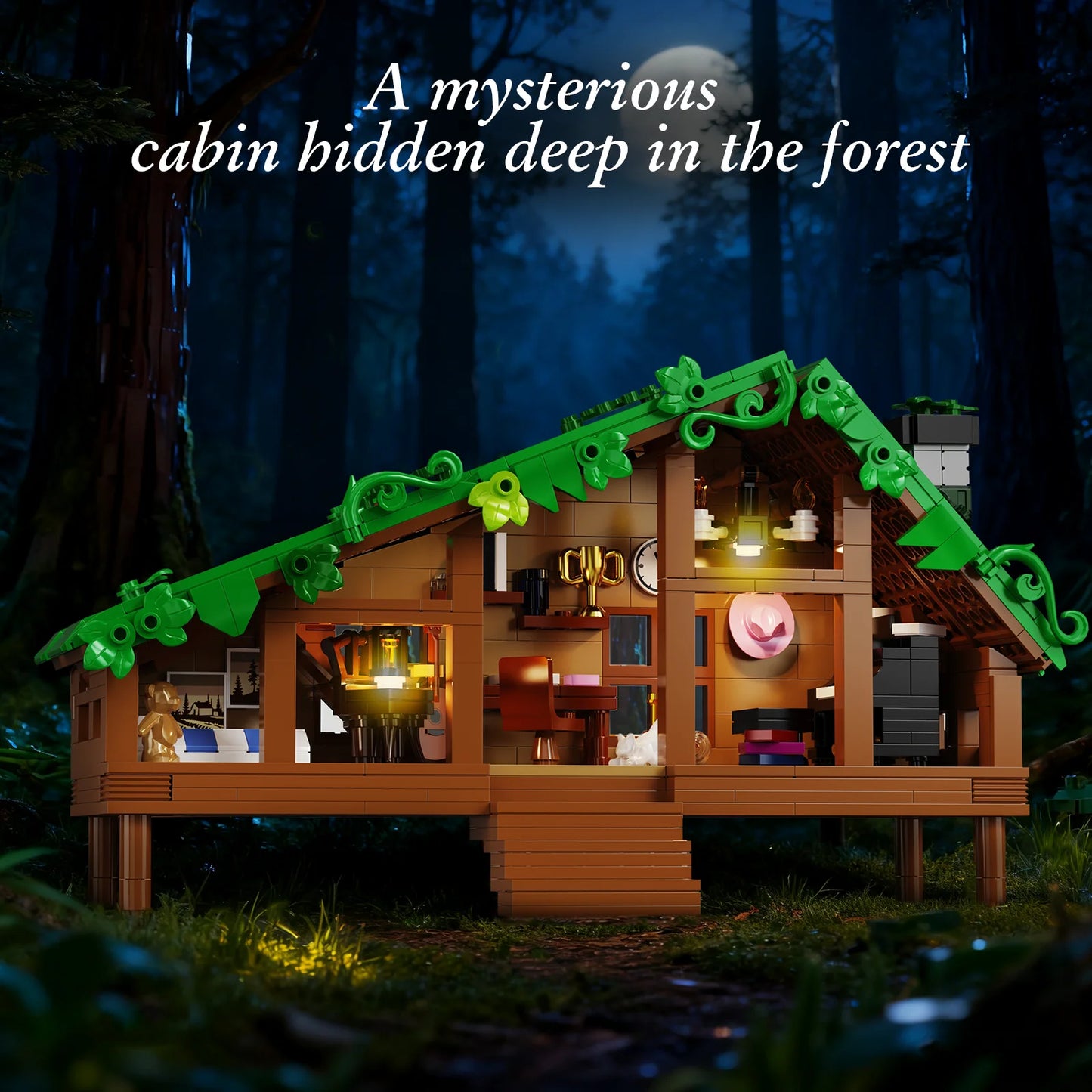 BuildMoc Folk Cabin Building Blocks Set 664-Piece
