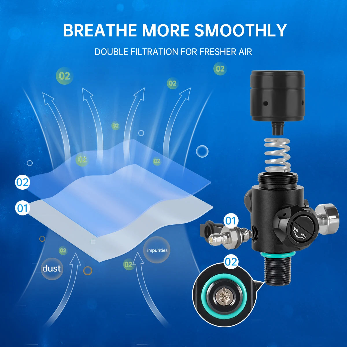 DIDEEP Mini Scuba Tank Set For 40 To 60 Minutes
