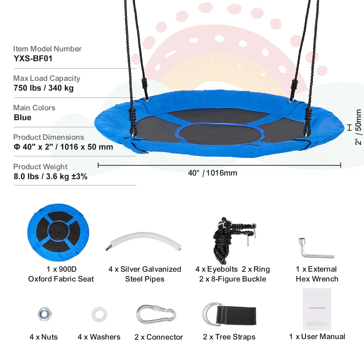 SucceBuy Heavy Duty Outdoor Saucer Tree Swing Set