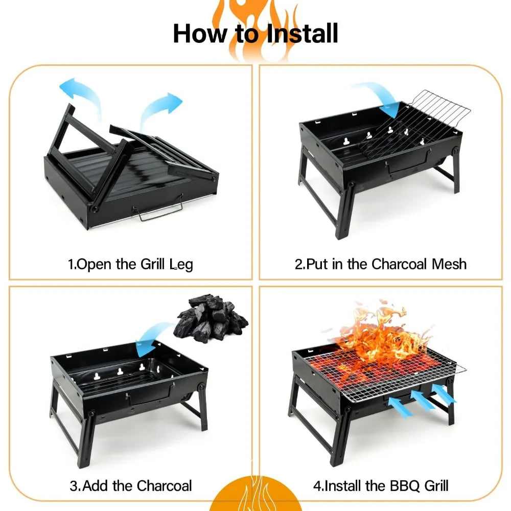 XIUWO Portable Folding Charcoal Grill Smoker Outdoor Camping
