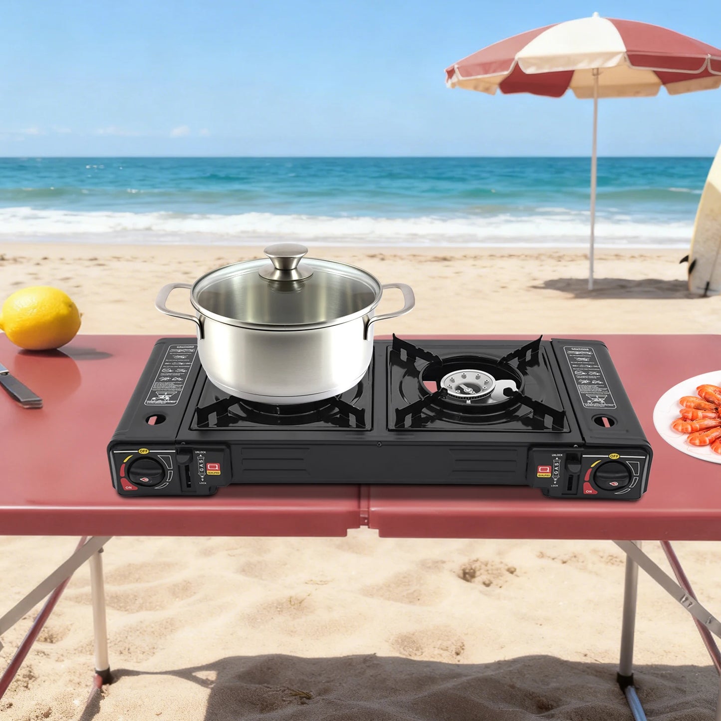 Portable Two Burner Camping Stove With Storage Case