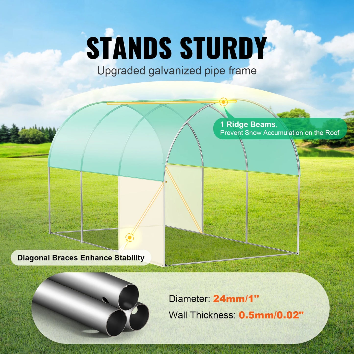 SucceBuy Walk In Tunnel Greenhouse With Steel Frame