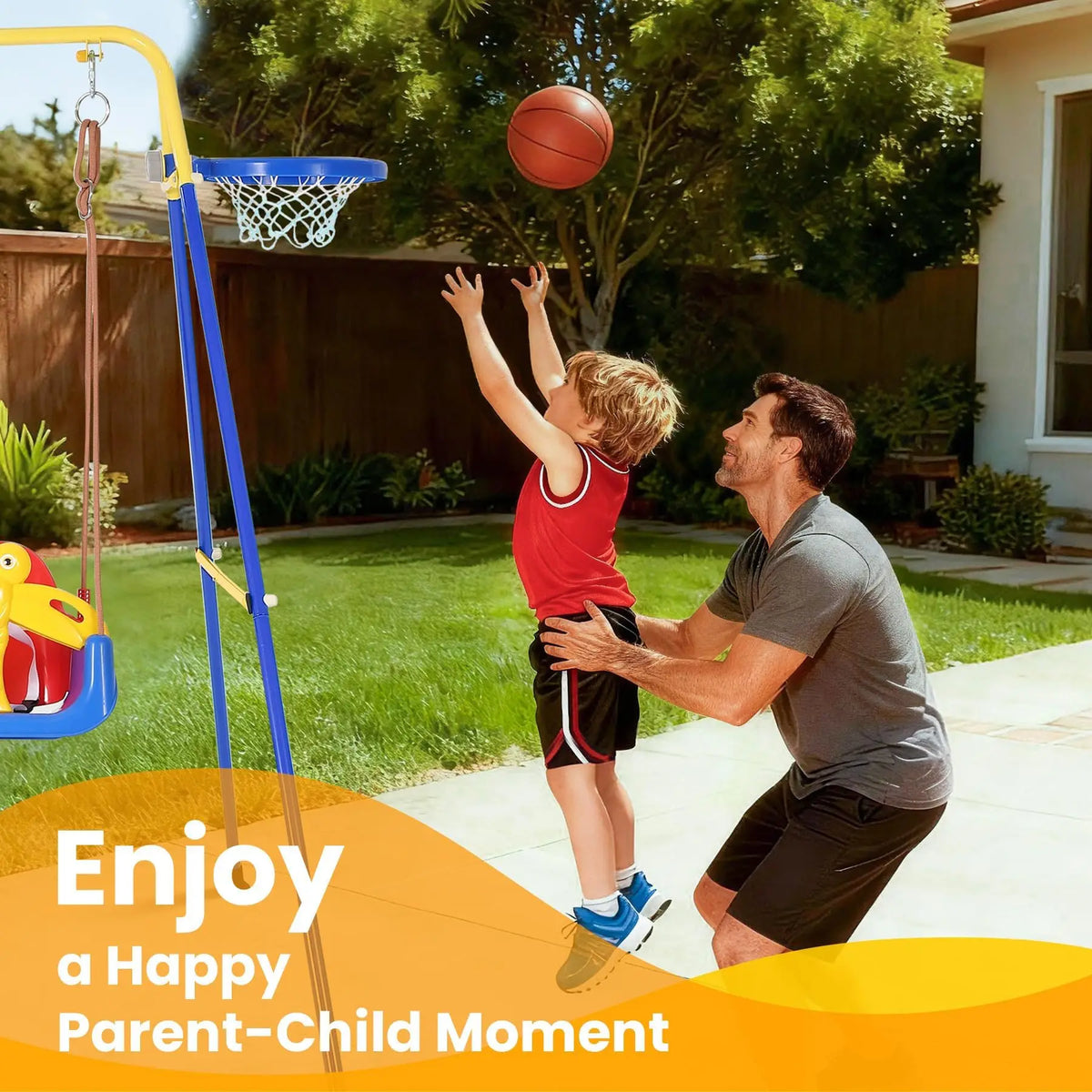 Twister.CK Toddler Swing Set With Basketball Hoop