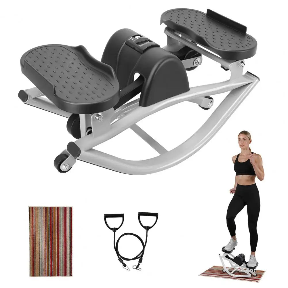Low Shock Lateral Rock Stepper With LCD Display And Bands