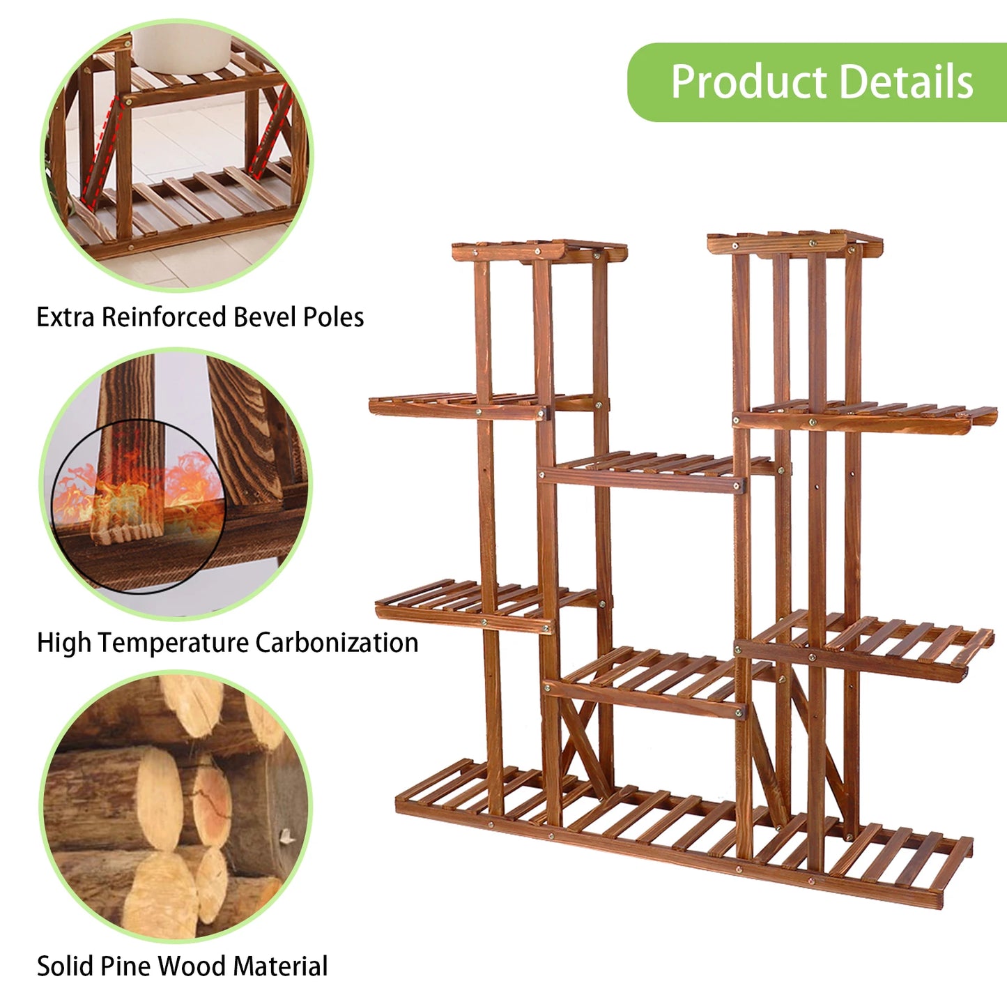 Wisfor Wooden Plant Shelf Multi-Tier Stand
