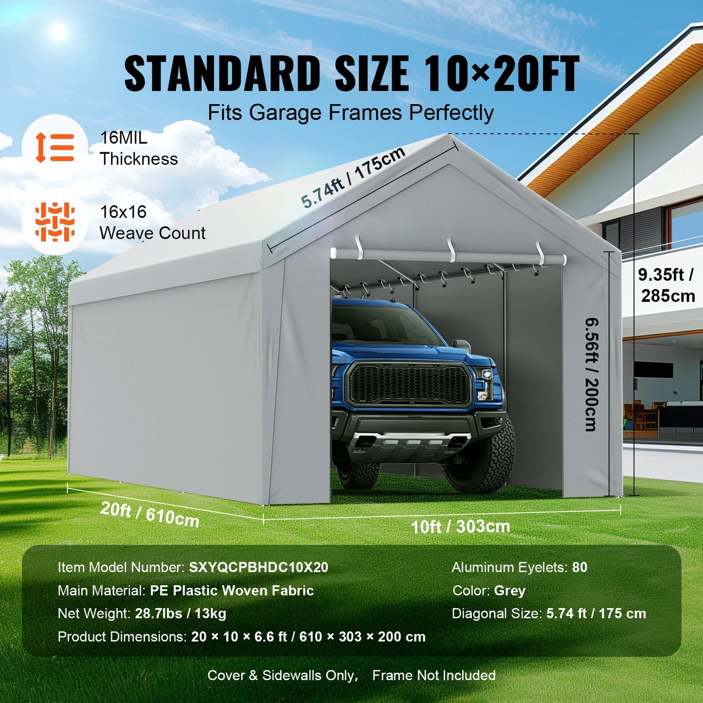 SucceBuy Carport Replacement Canopy Cover
