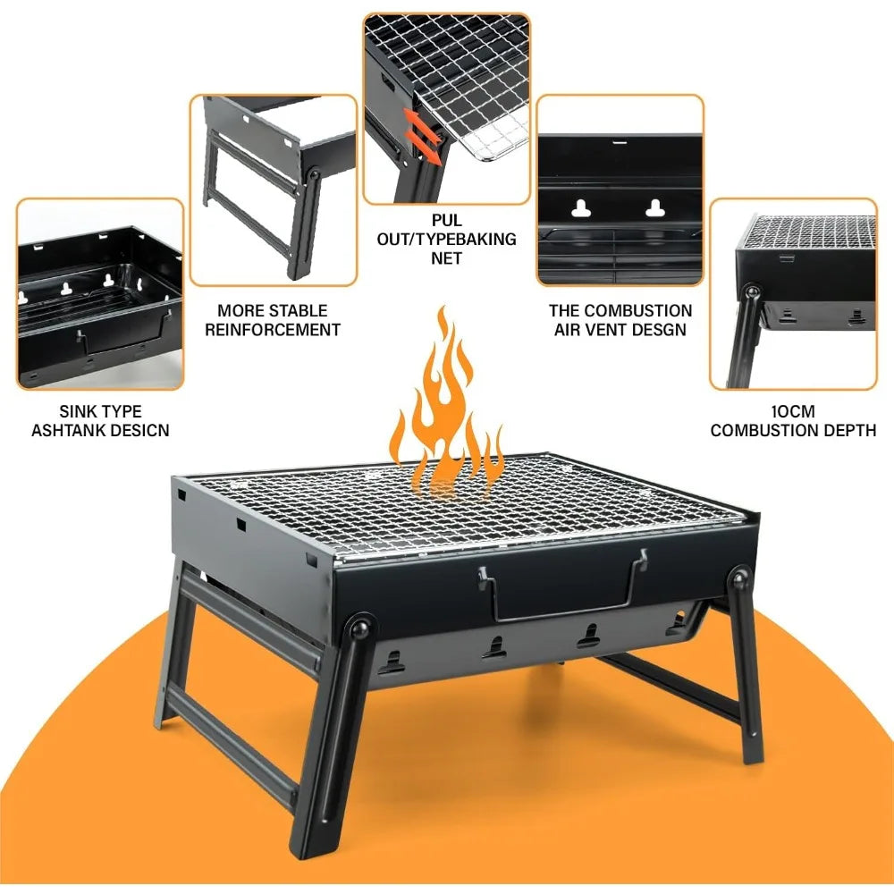 XIUWO Portable Folding Charcoal Grill Smoker Outdoor Camping