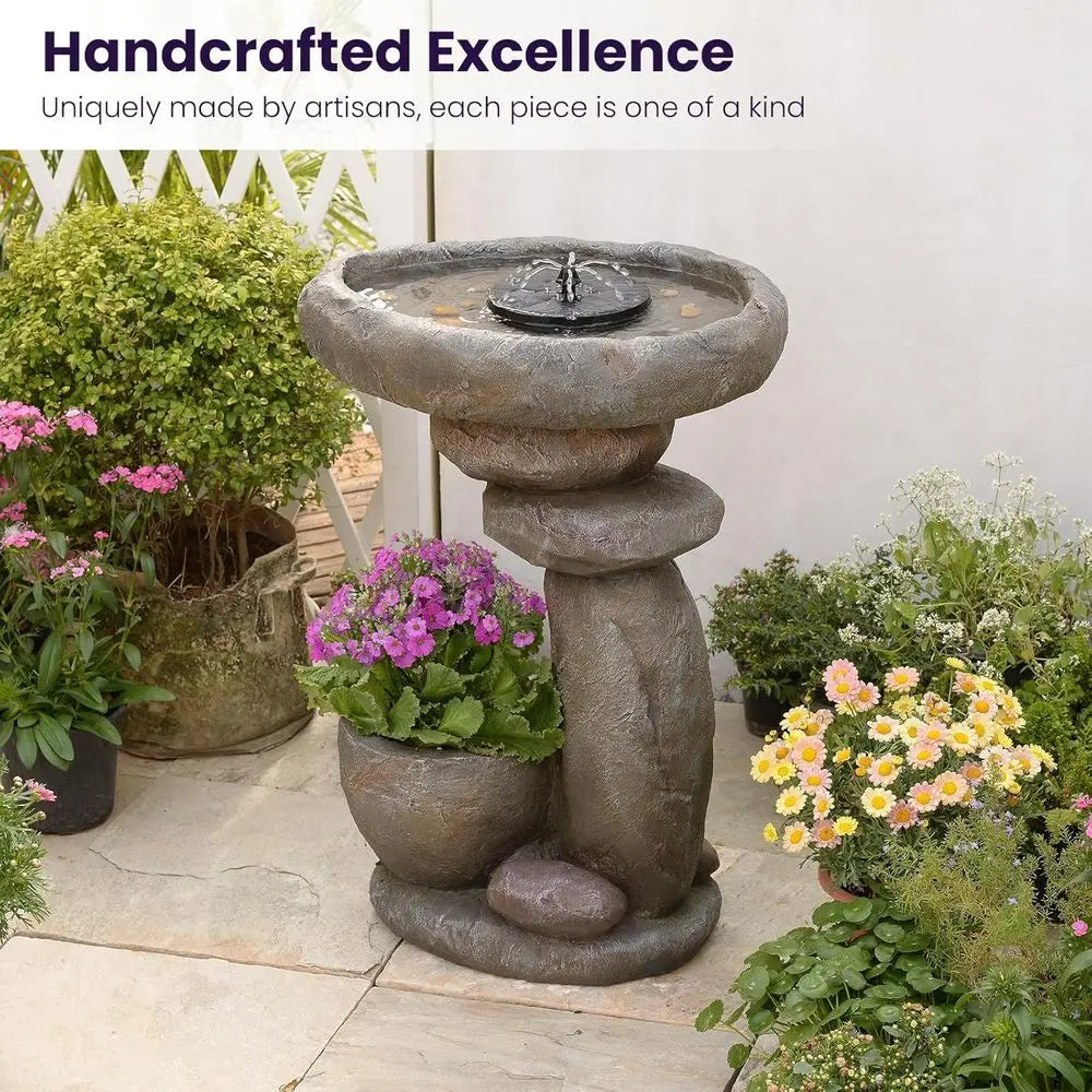 Outdoor Led Water Fountain With Garden Planter