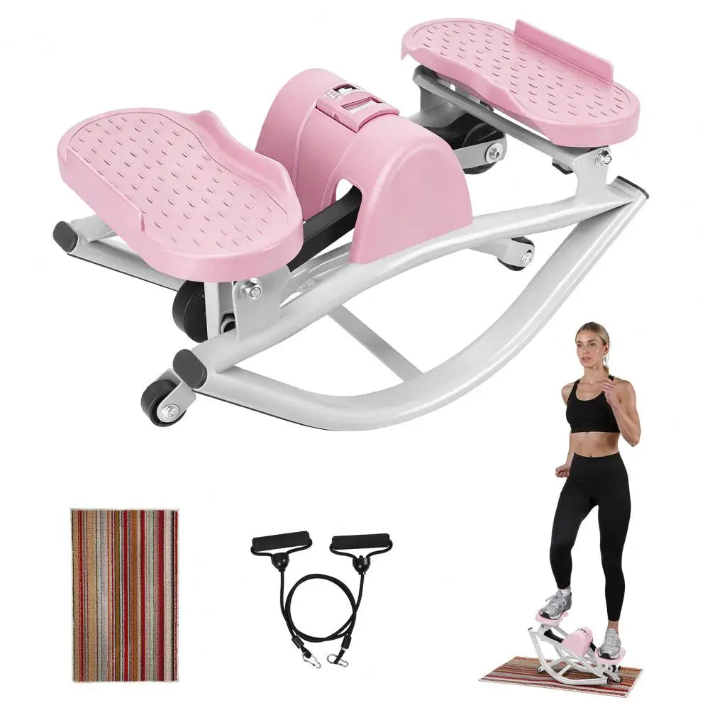 Low Shock Lateral Rock Stepper With LCD Display And Bands