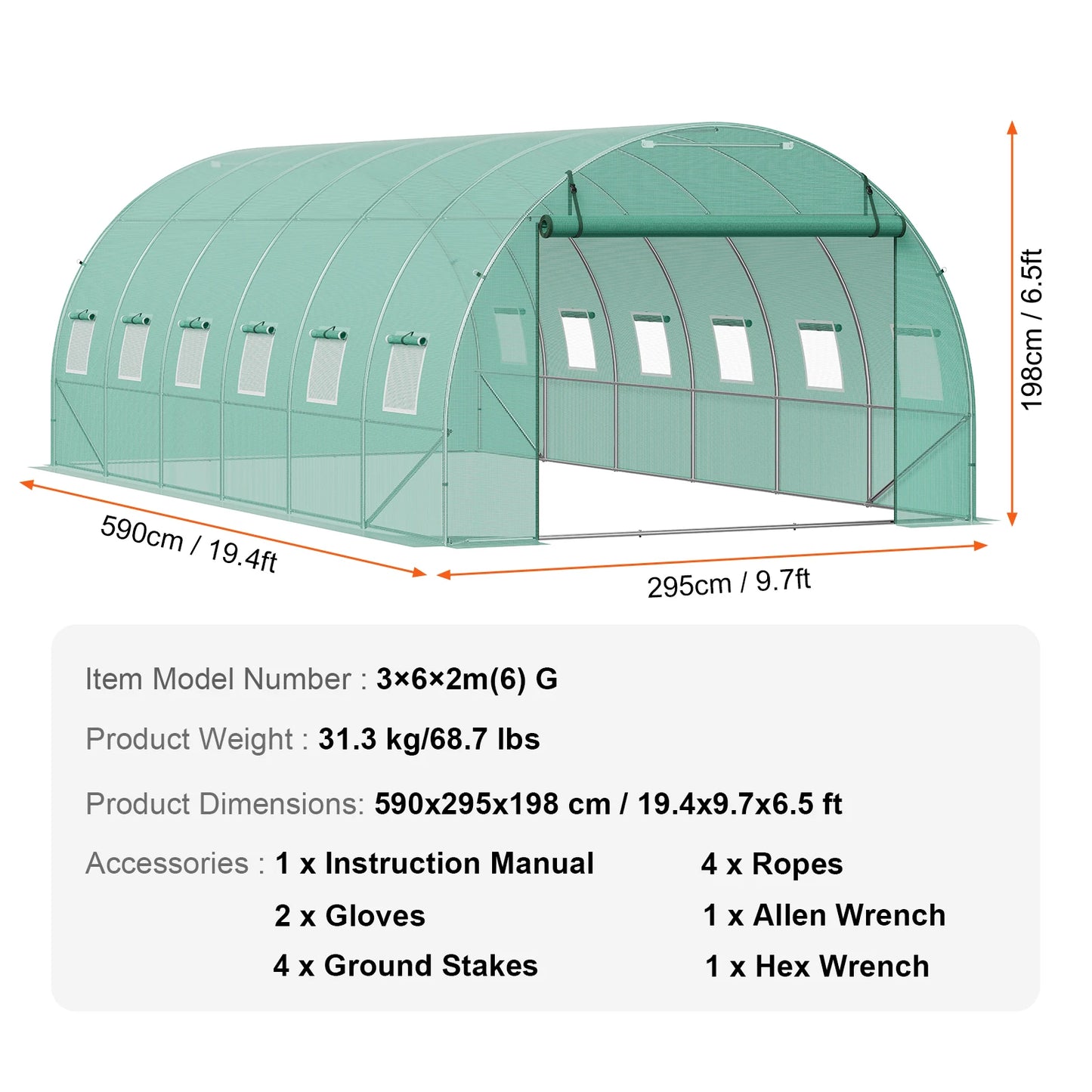 SucceBuy Walk In Tunnel Greenhouse With Steel Frame