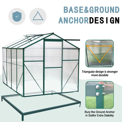 Heavy Duty Polycarbonate Walk In Garden Greenhouse