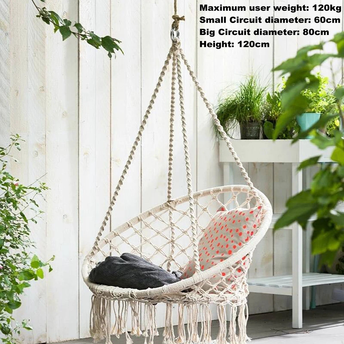 Bohemian Cotton Rope Hammock Swing Chair With Tassels