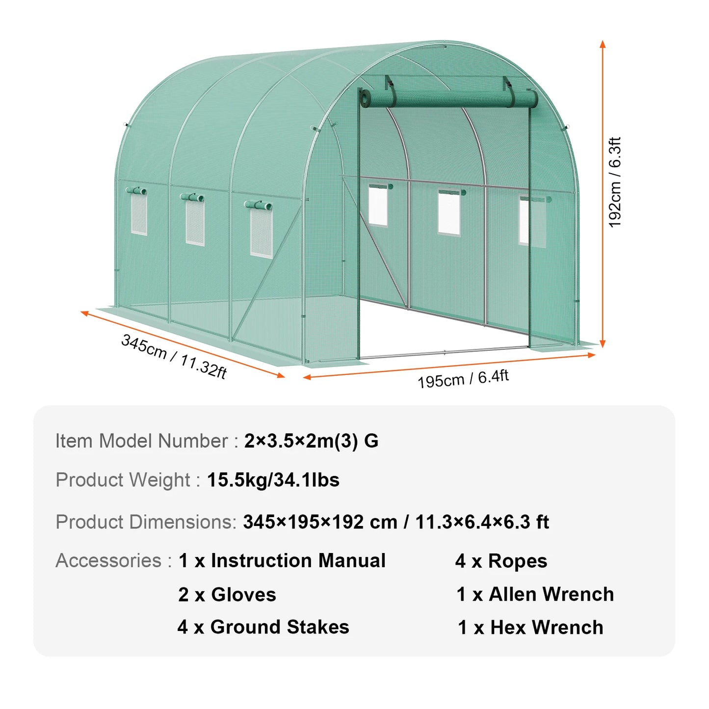 SucceBuy Walk In Tunnel Greenhouse With Steel Frame