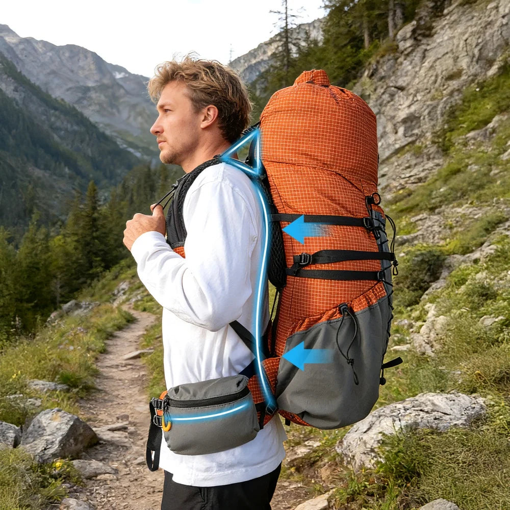 Night Cat Roll Top Hiking Backpack with Rain Cover