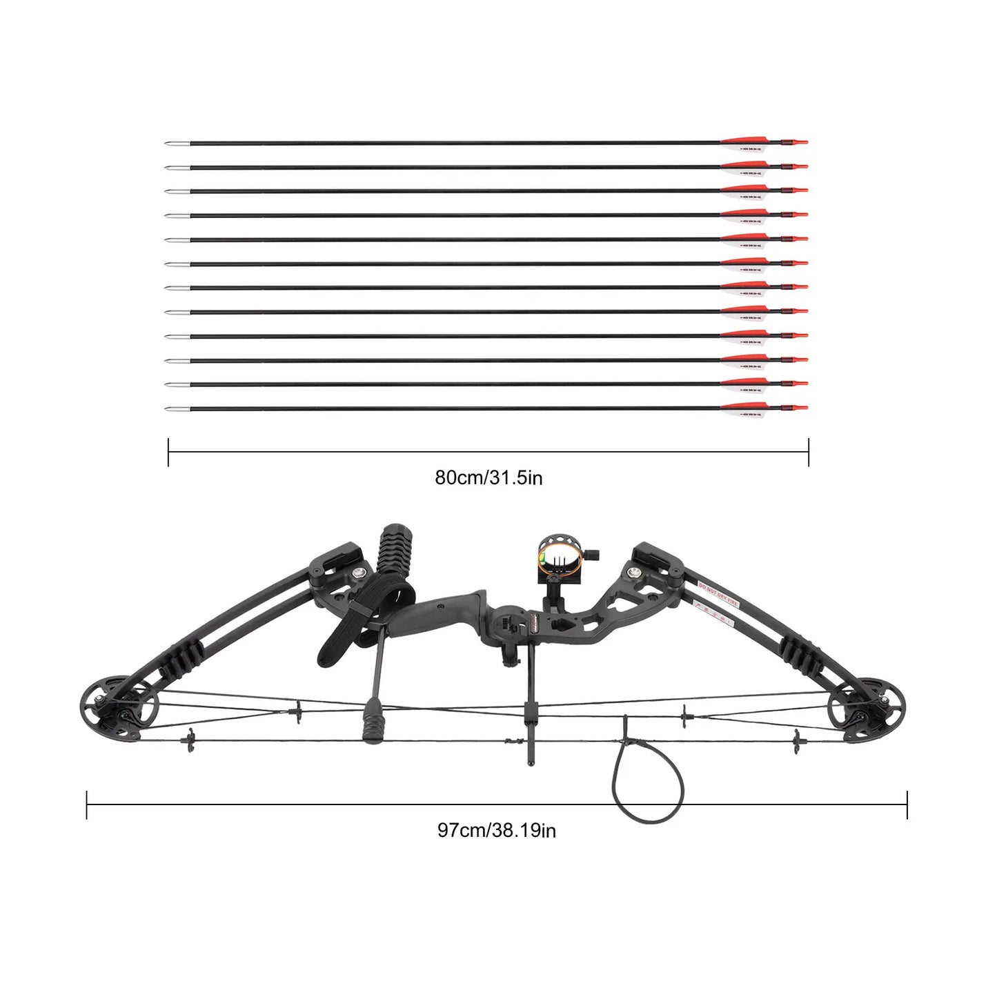 Compound Bow Hunting Kit With 12 Arrows And Adjustable Sight