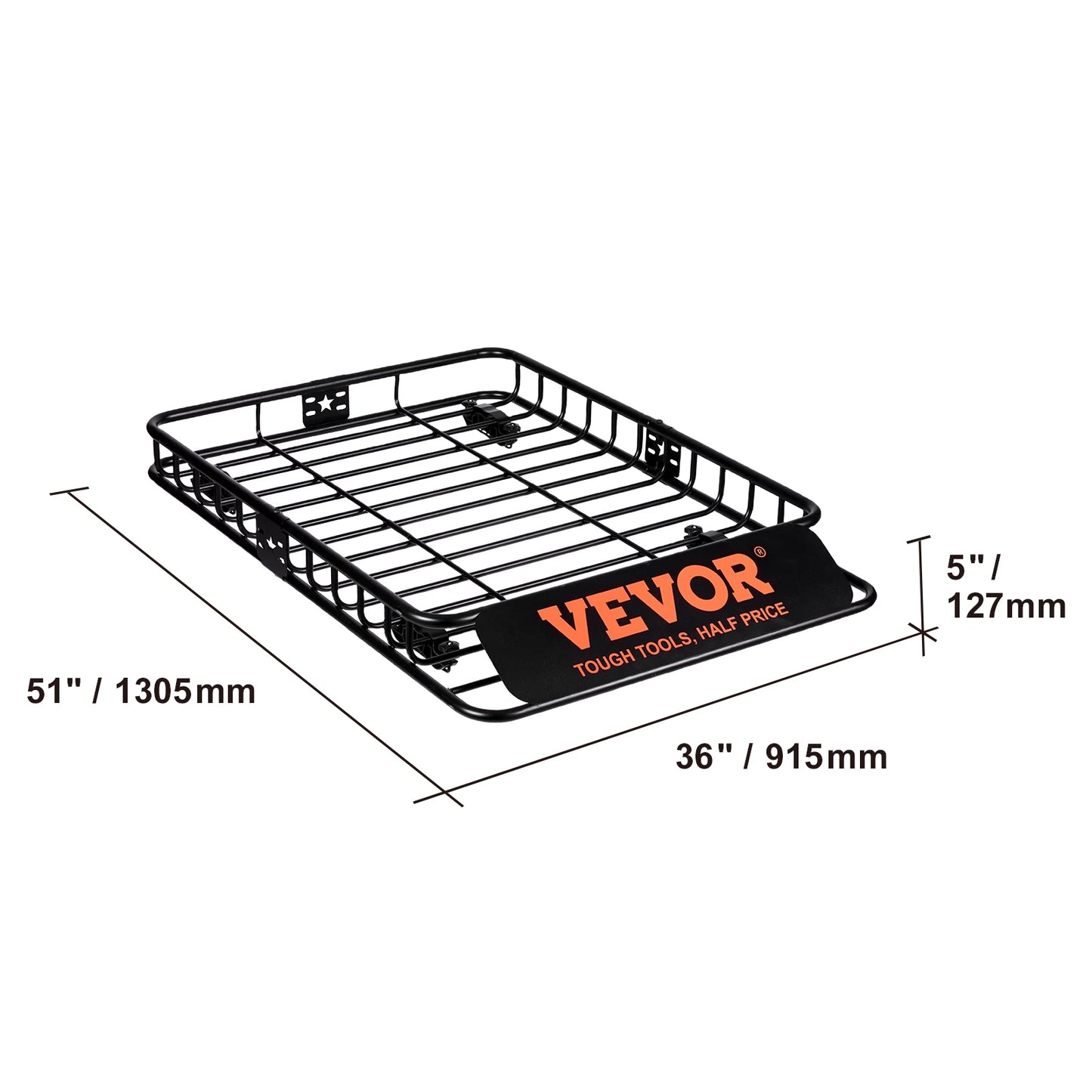 VEVOR Roof Cargo Basket 200 Lbs Capacity For SUV Truck