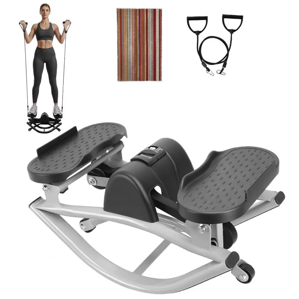 Low Shock Lateral Rock Stepper With LCD Display And Bands
