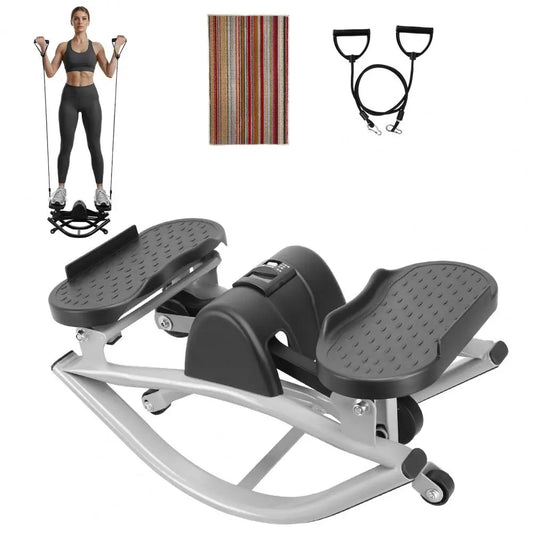 Low Shock Lateral Rock Stepper With LCD Display And Bands