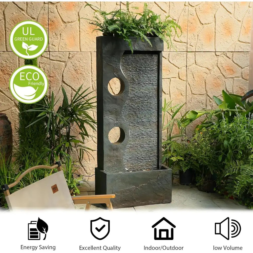Outdoor Waterfall Fountain With Led Lights For Garden