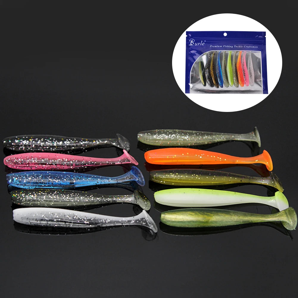 Soft Plastic Paddle Tail Lures 10Pcs For Bass Trout