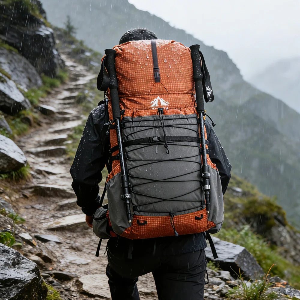 Night Cat Roll Top Hiking Backpack with Rain Cover