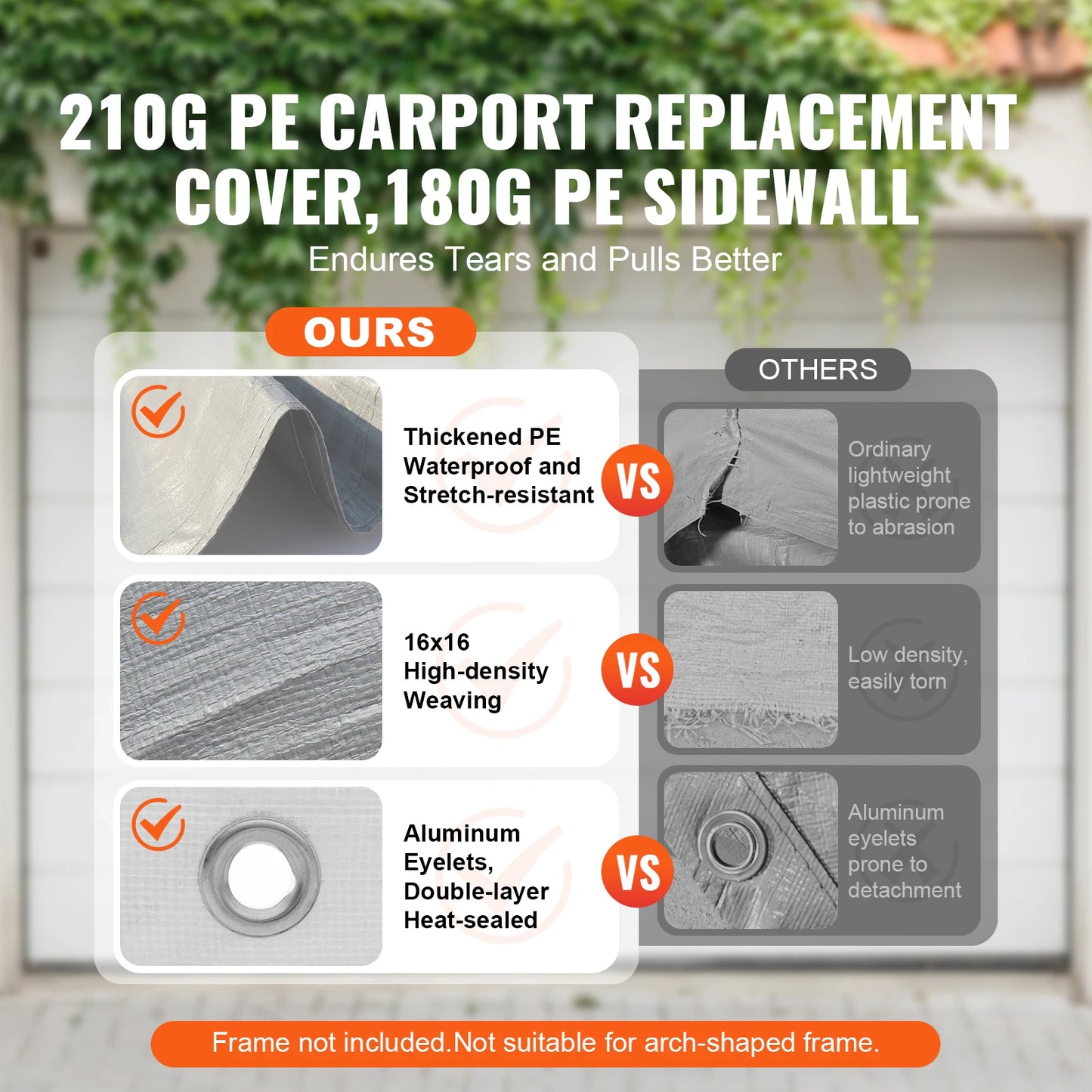 SucceBuy Carport Replacement Canopy Cover