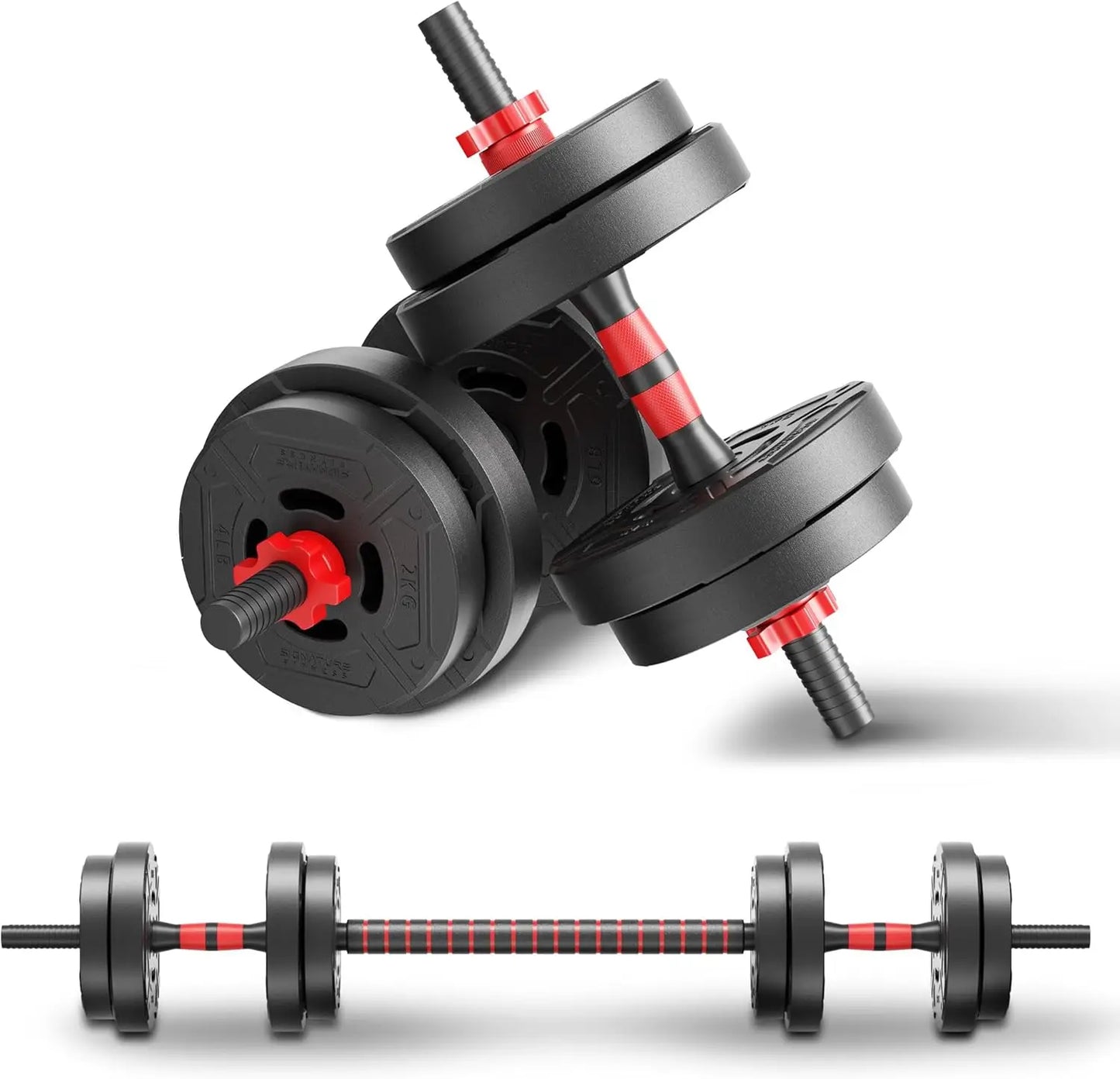 22-Pound 2-In-1 Adjustable Dumbbell And Barbell Set