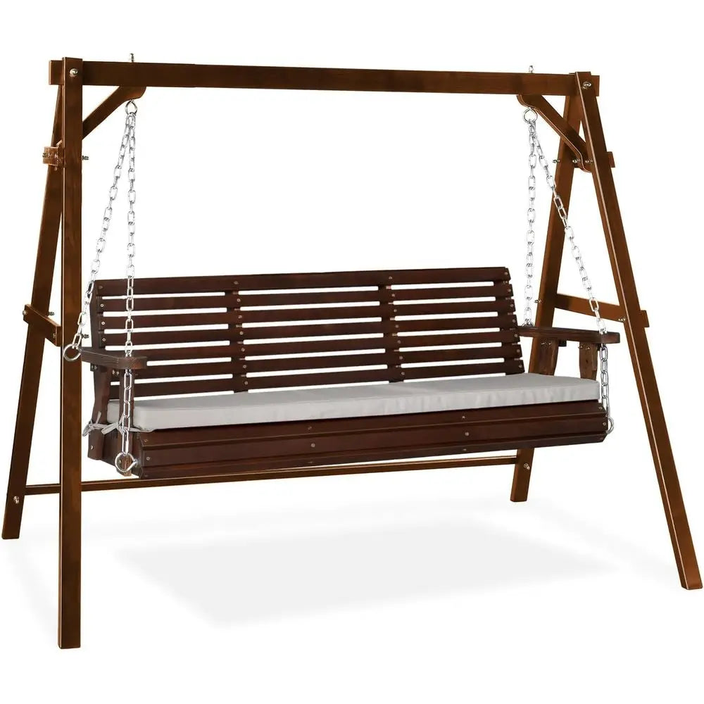 Heavy Duty Outdoor Porch Swing With Solid Pine Frame