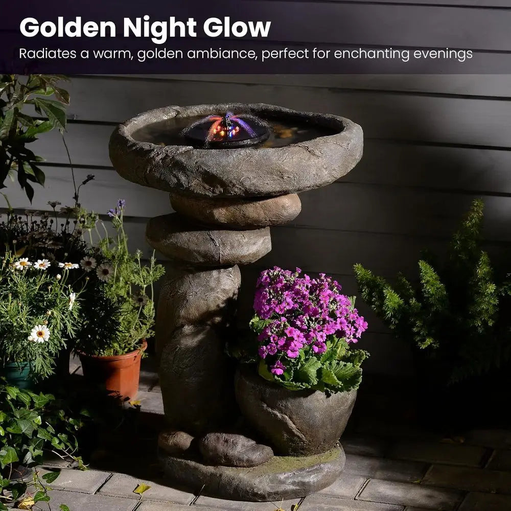 Outdoor Led Water Fountain With Garden Planter