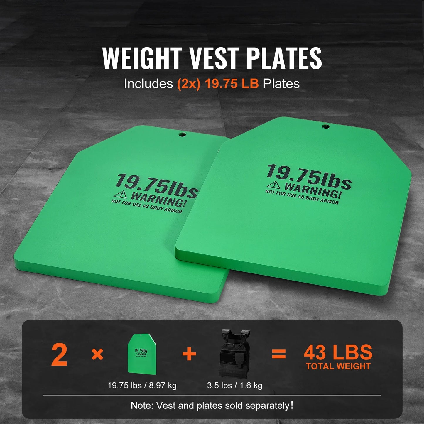 Weighted Vest Plates 19.75 Lb Premium Steel Contoured Fit
