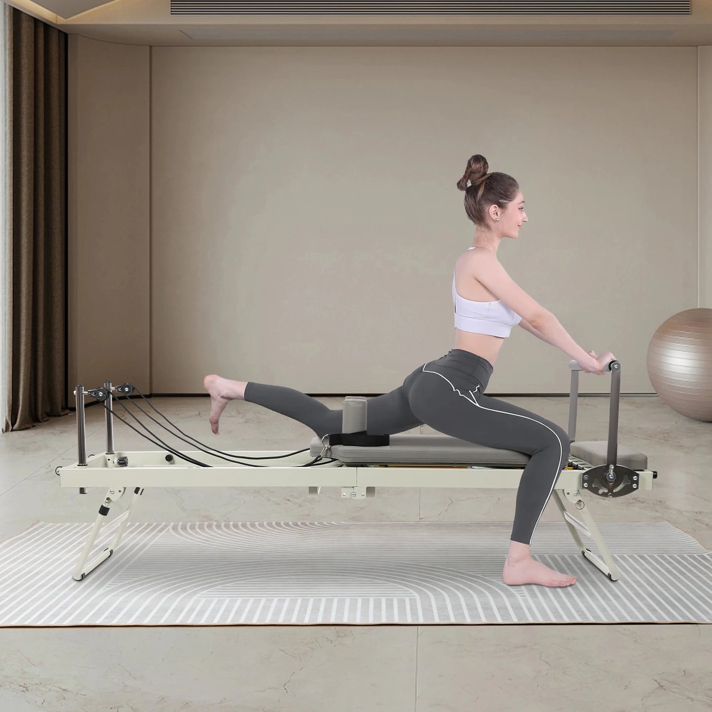 Foldable Pilates Reformer Machine for Home Fitness Equipment