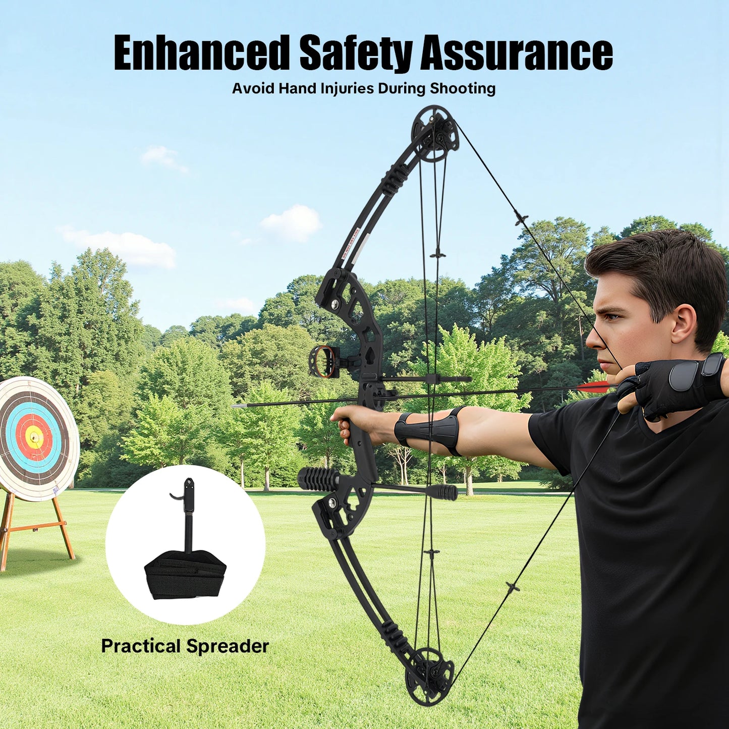 Compound Bow Set With Adjustable 30-55lb Draw And 12 Arrows