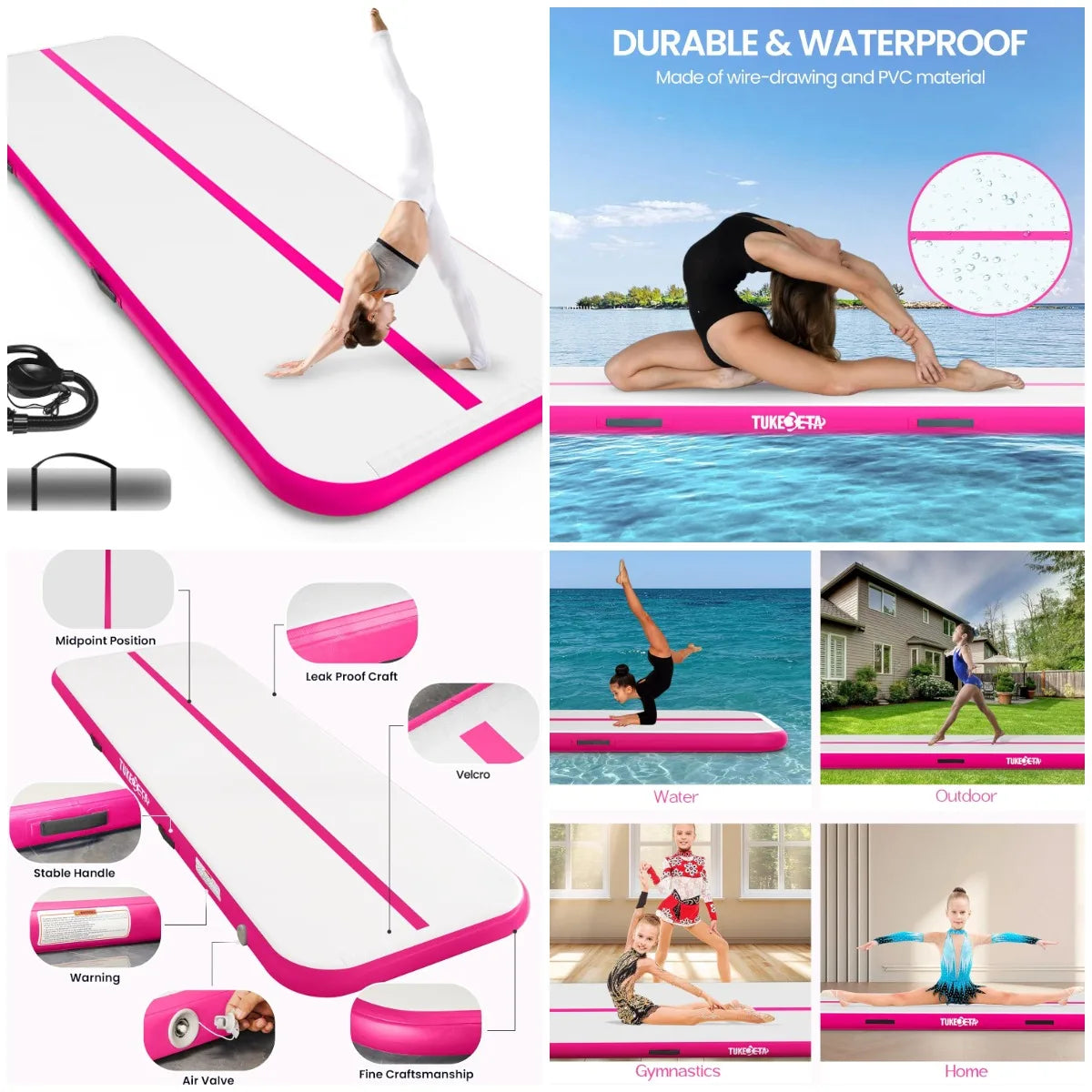 YTYIN Gymnastics Mat For Home Use With Electric Pump