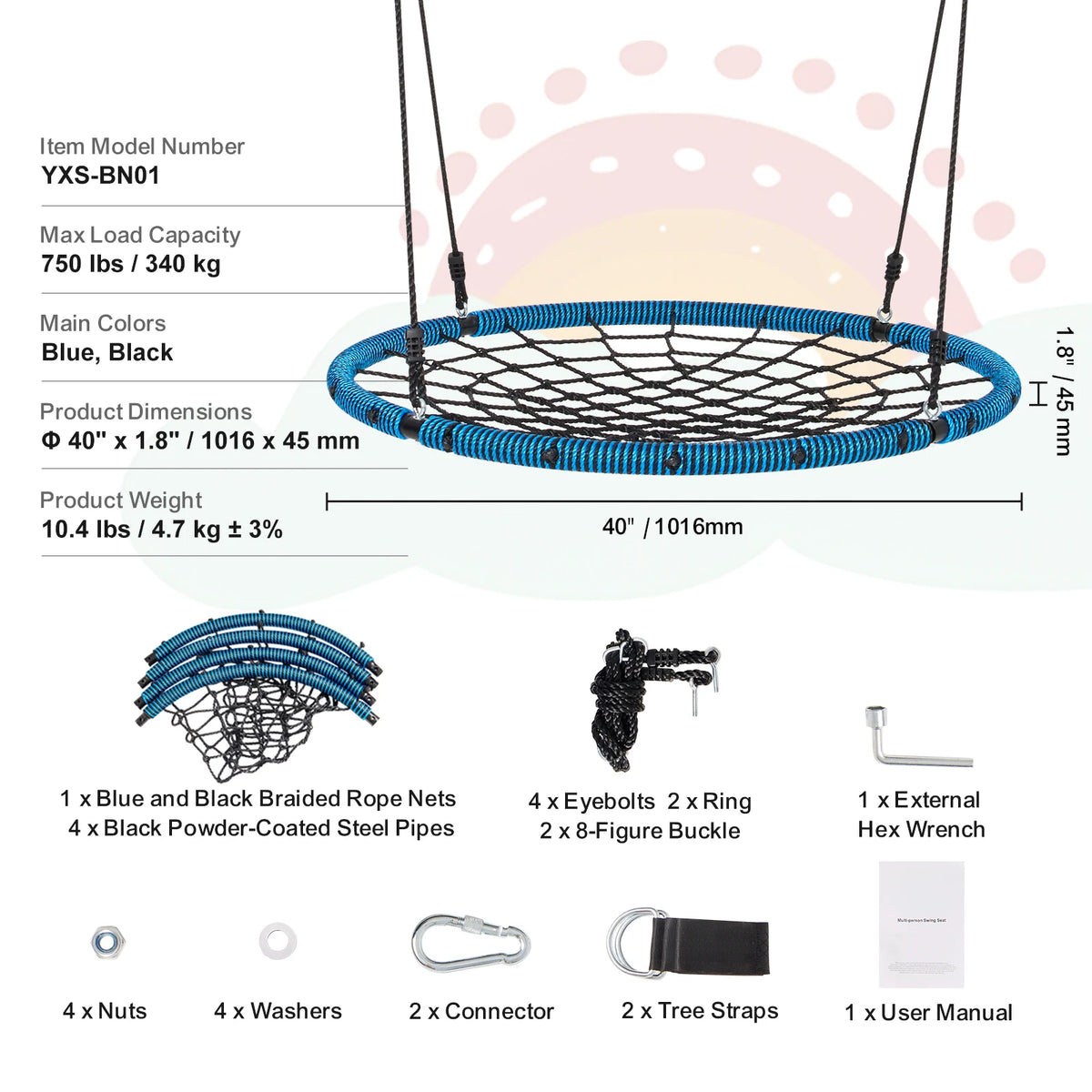 SucceBuy Heavy Duty Outdoor Saucer Tree Swing Set