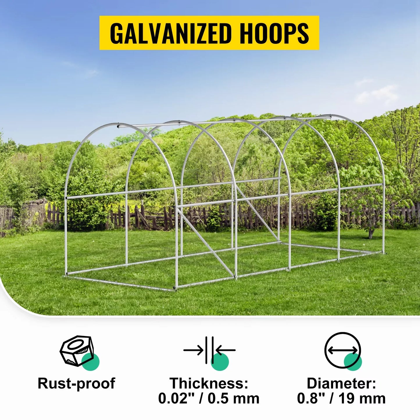 Vevor Walk In Tunnel Greenhouse With Galvanized Frame