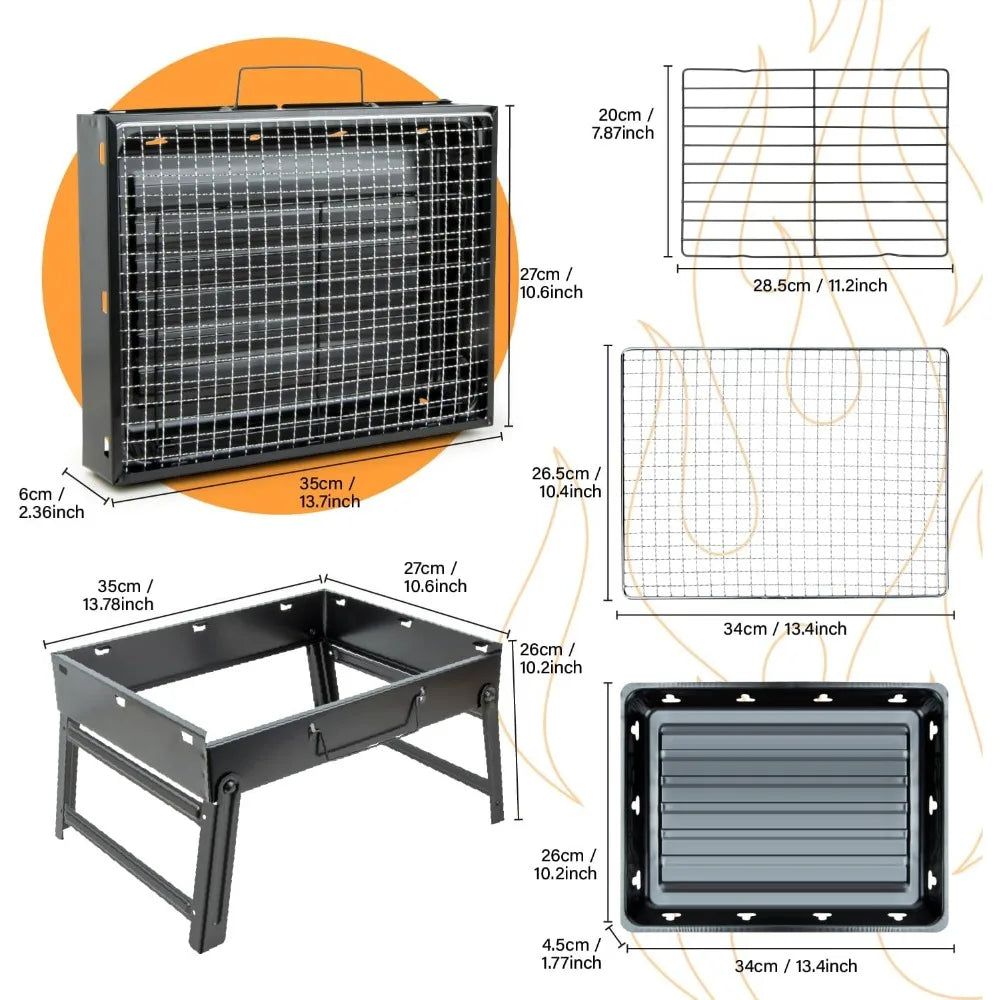 XIUWO Portable Folding Charcoal Grill Smoker Outdoor Camping