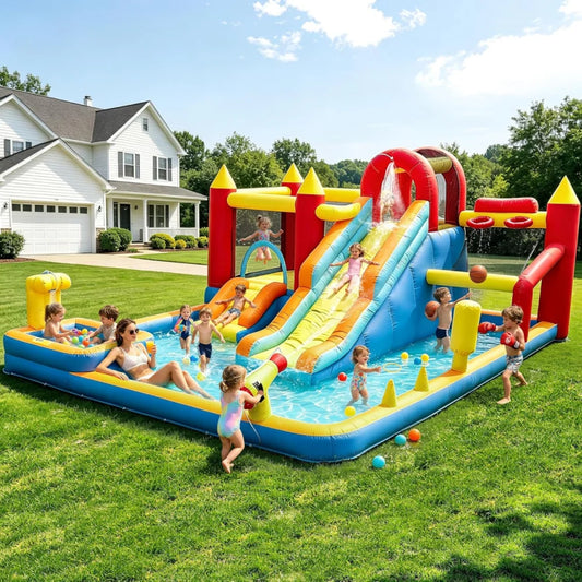 Kids Inflatable Jump Slide Bouncer With Heavy Duty Blower