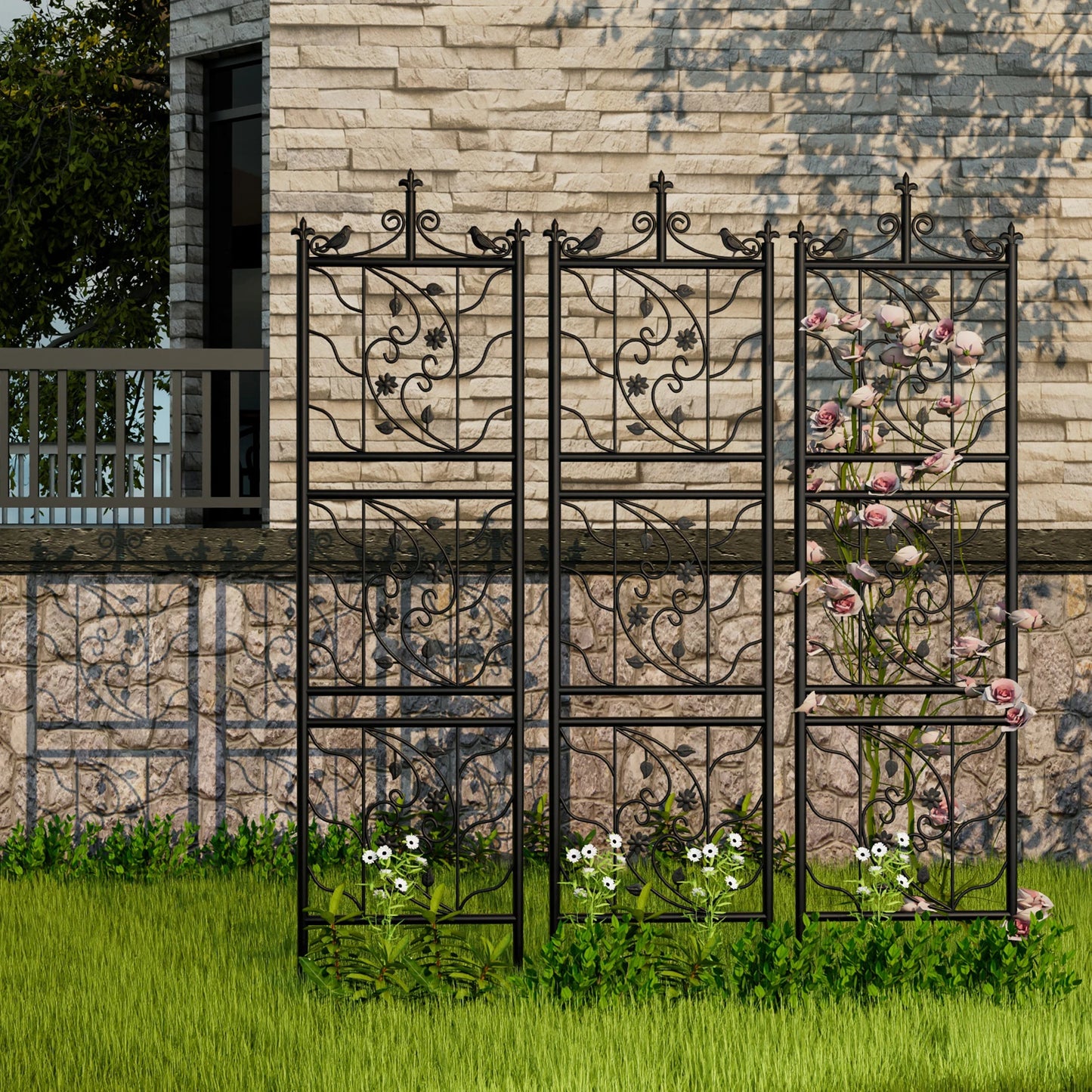 Metal Garden Trellis Lattice Panel For Climbing Flowers