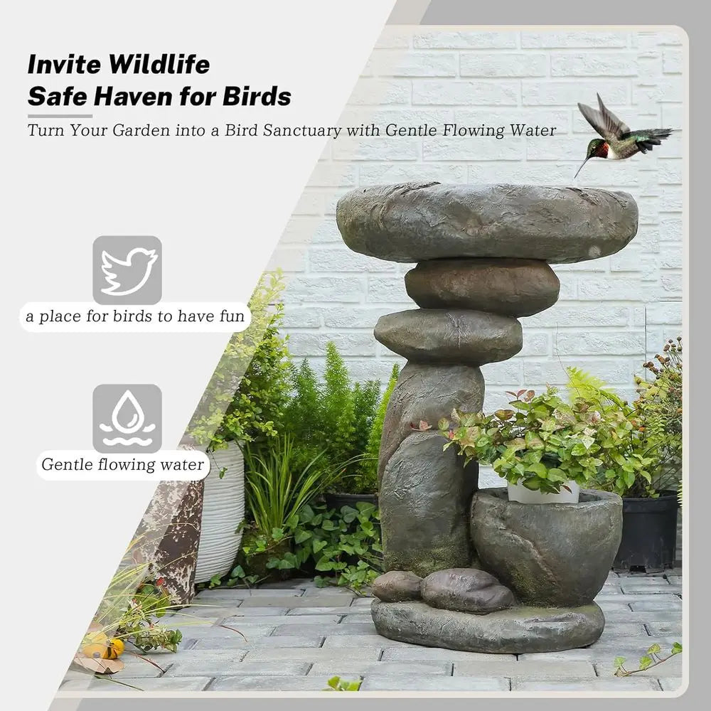 Outdoor Led Water Fountain With Garden Planter
