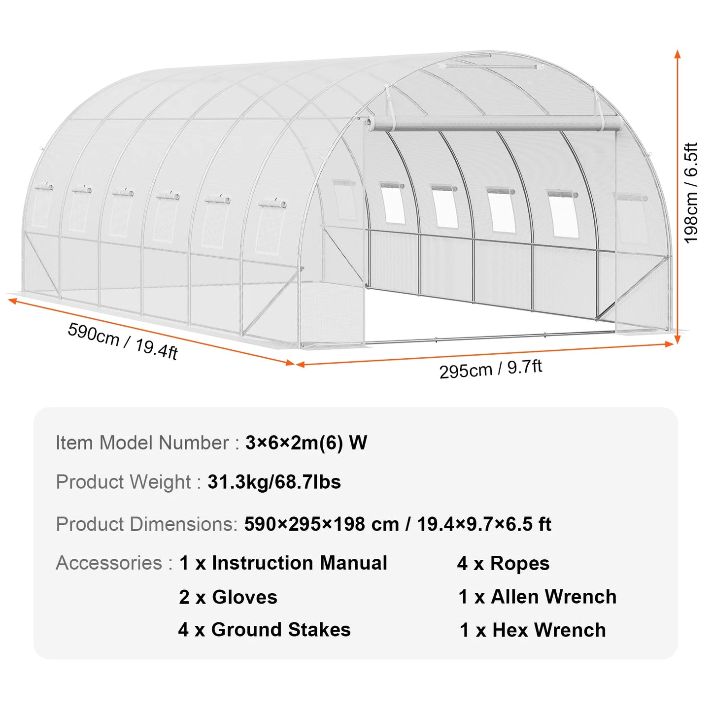 SucceBuy Walk In Tunnel Greenhouse With Steel Frame