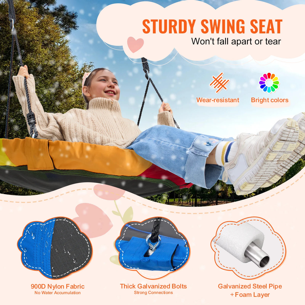 SucceBuy Heavy Duty Outdoor Saucer Tree Swing Set