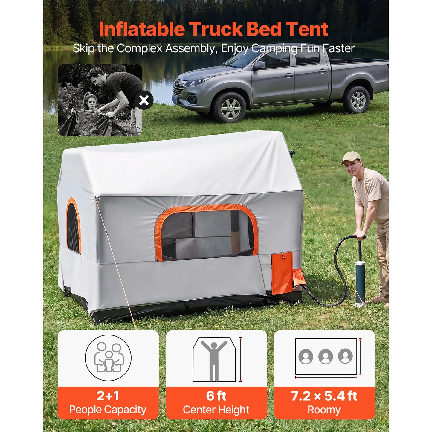SucceBuy Inflatable Pickup Truck Bed Tent 3-Season