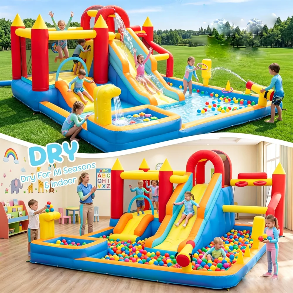 Kids Inflatable Jump Slide Bouncer With Heavy Duty Blower