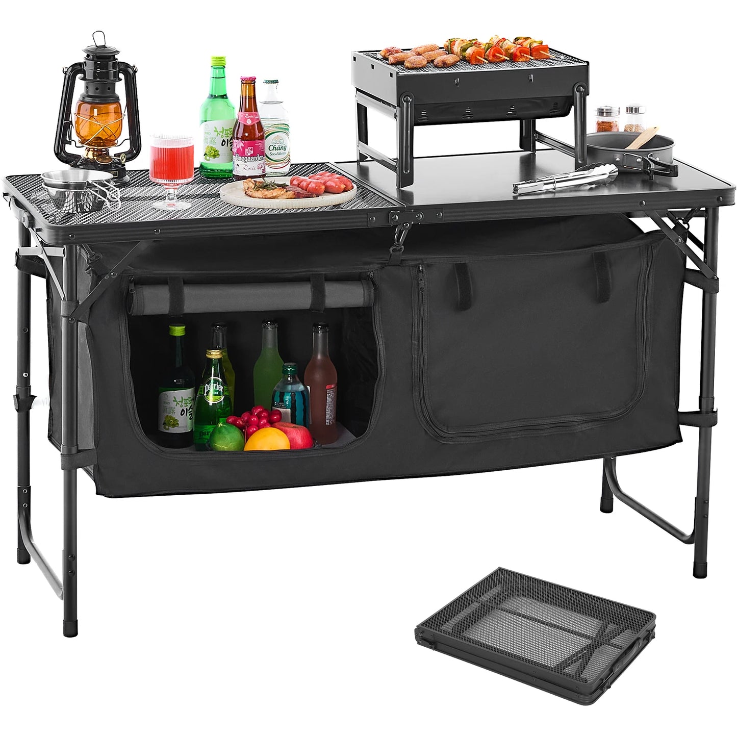 SucceBuy Camping Kitchen Table Aluminum Cook Station