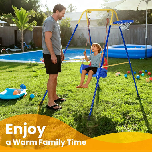 Twister.CK Toddler Swing Set With Basketball Hoop