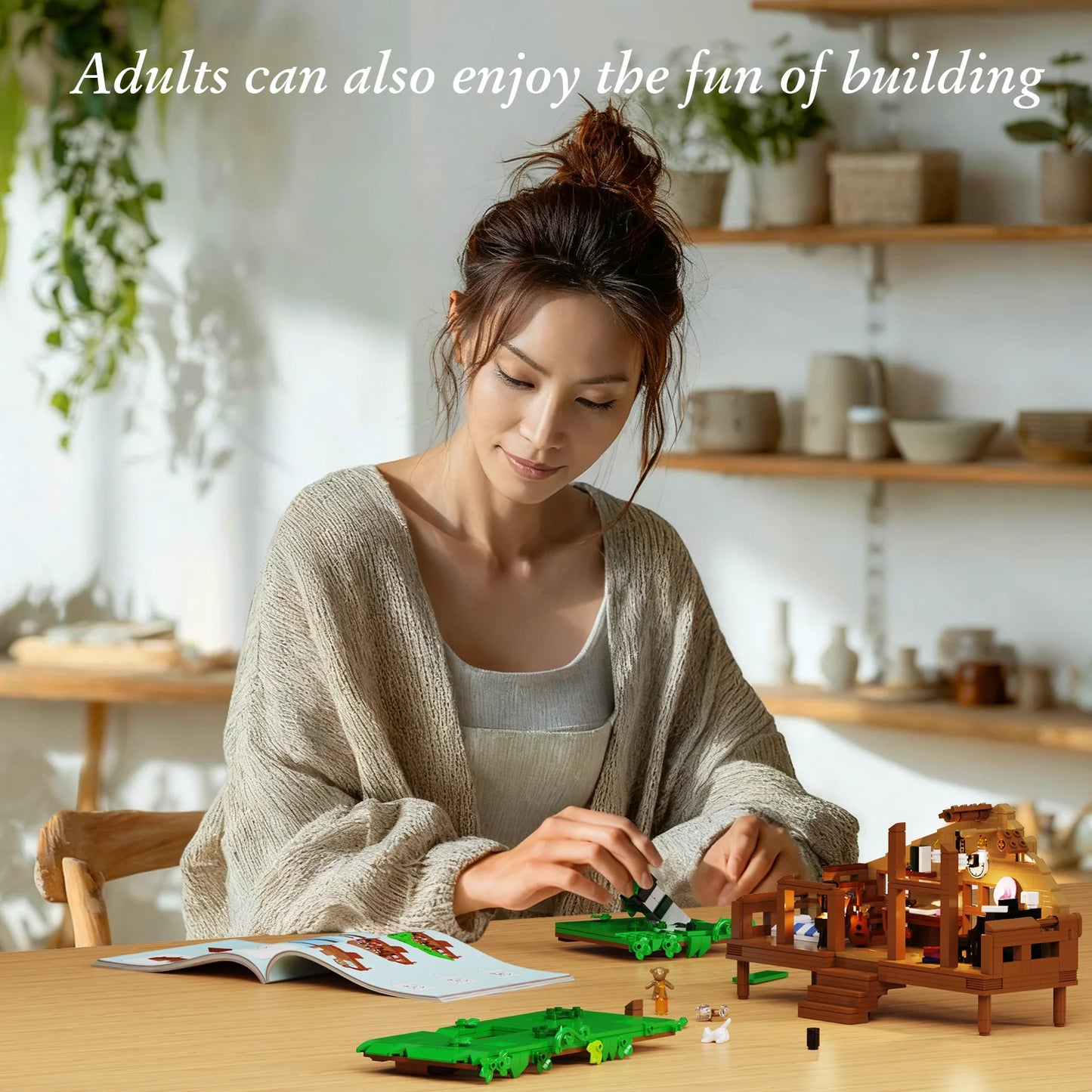 BuildMoc Folk Cabin Building Blocks Set 664-Piece