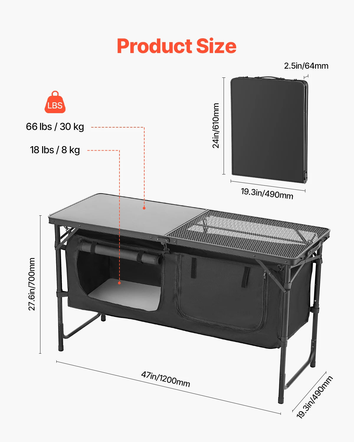 SucceBuy Camping Kitchen Table Aluminum Cook Station