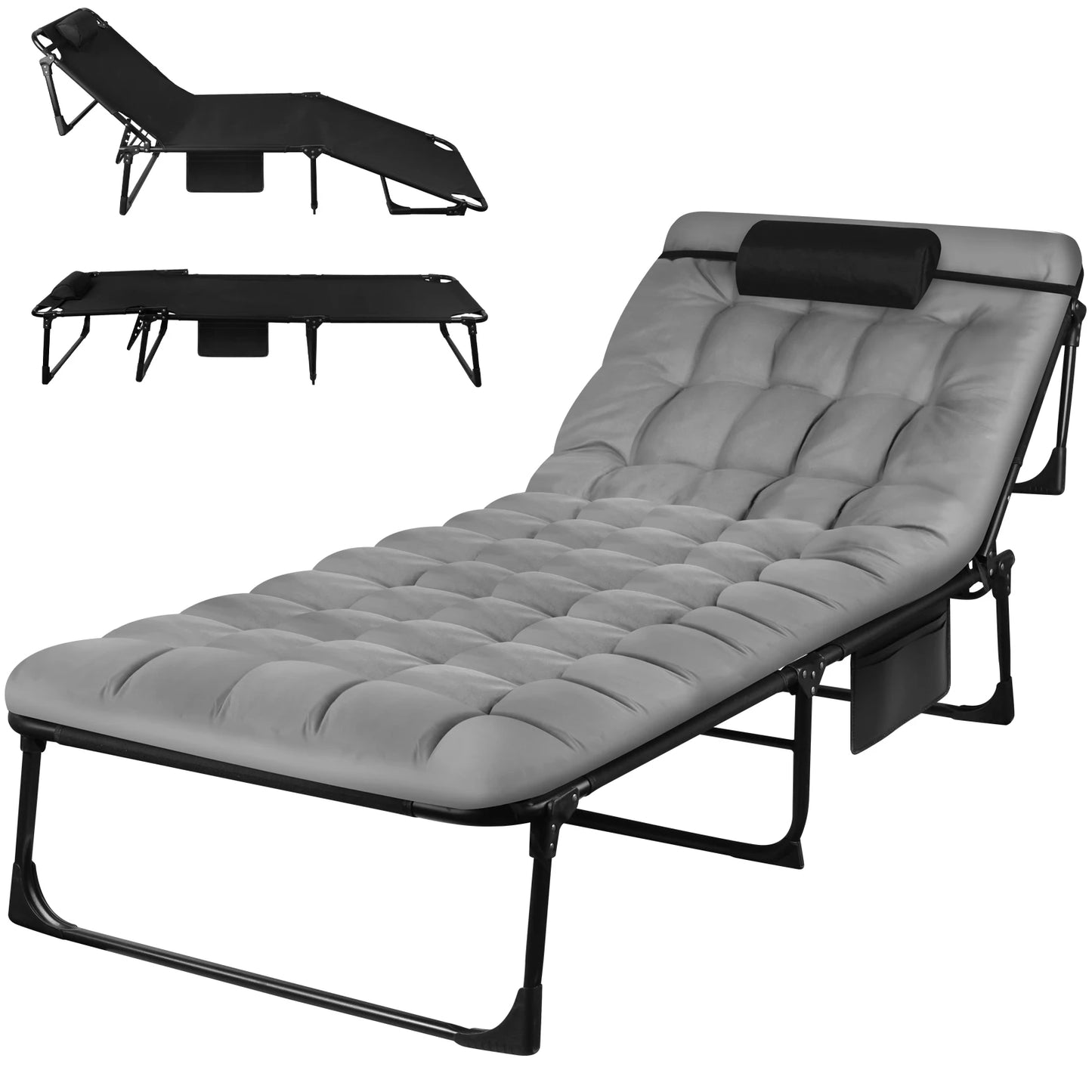 Portable Folding Camping Cot With 3 Position Recline